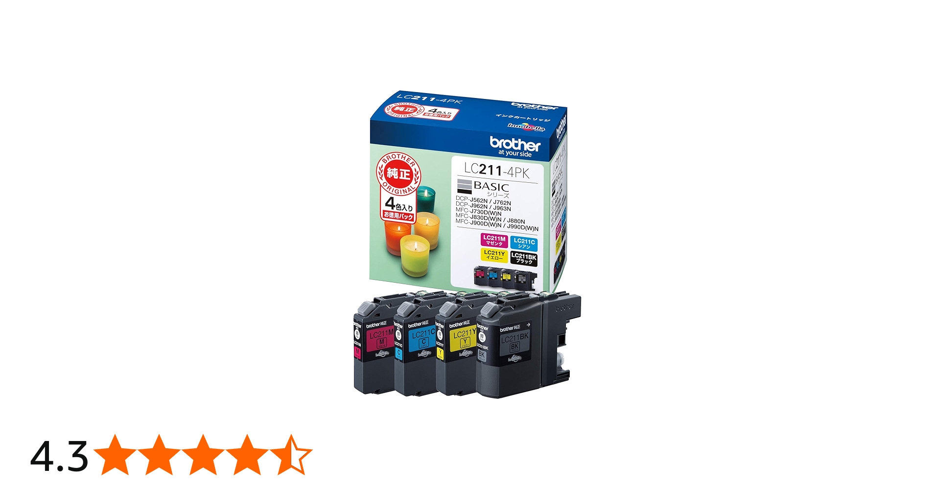 Amazon.co.jp: ブラザー工業 【brother純正】インクカートリッジ4色