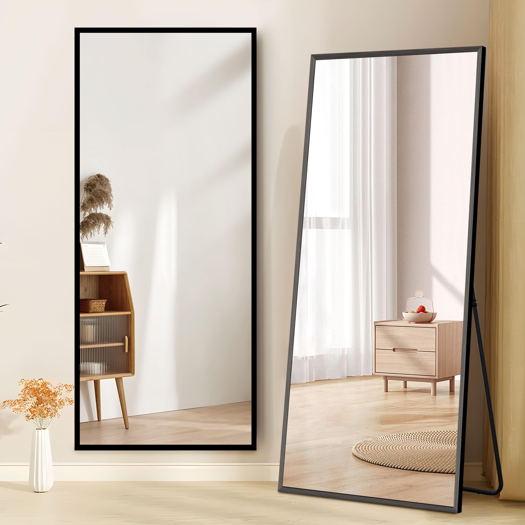 Amazon.co.jp: 全身鏡 姿見鏡 スタンドミラー アルミ 直角 壁掛け