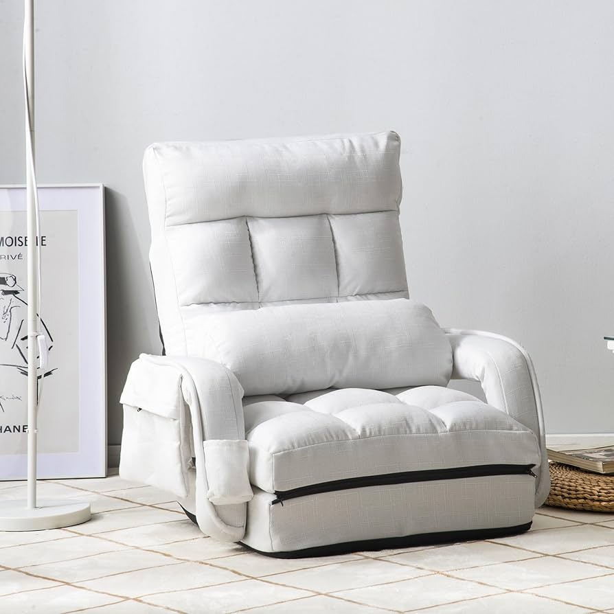 Amazon｜座椅子 リクライニング 14段階ギア コンパクト【4WAY・肘掛け