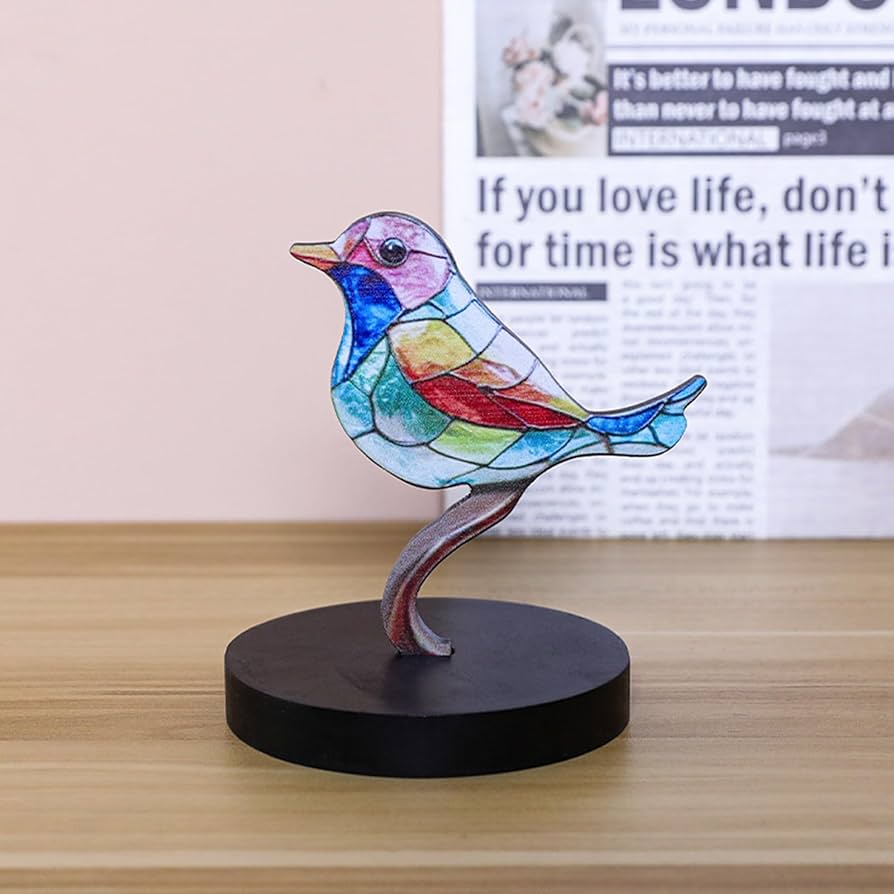 Amazon.co.jp: [SSUPTEMBER2] 鳥 ステンドグラス カラフル 木製 置物