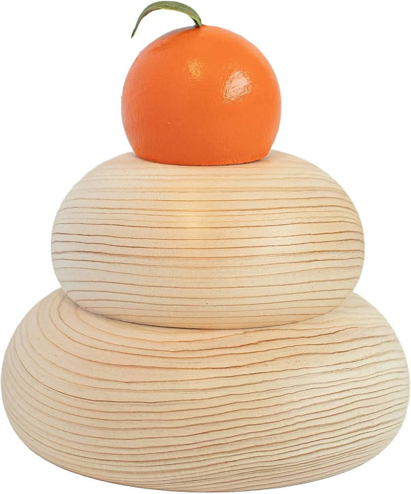 Amazon | 木の鏡餅 鏡餅 木製 インテリアになる鏡餅 (約9×9×10cm) 天然