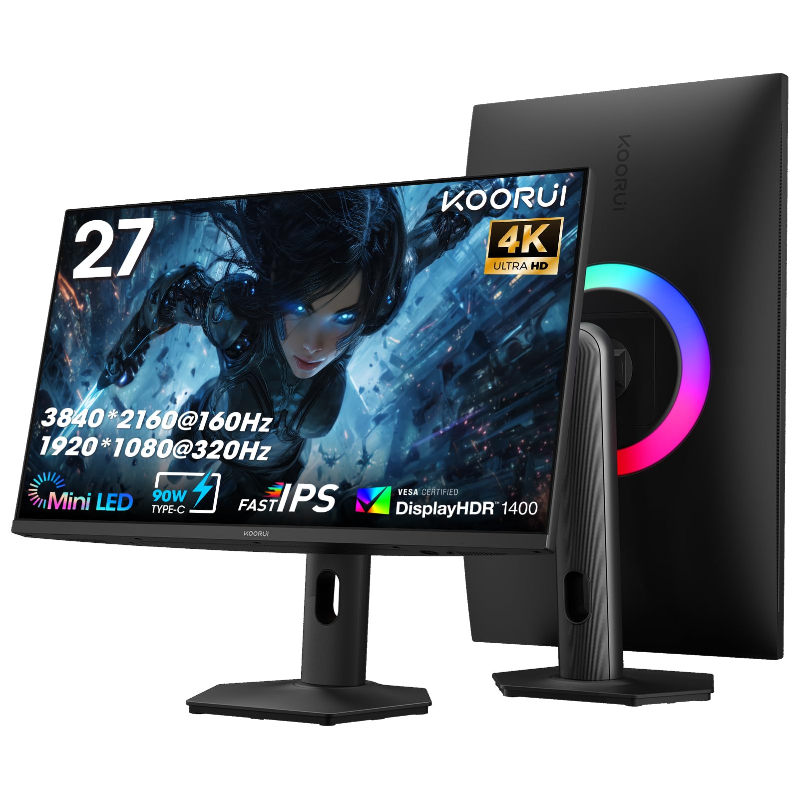 Amazon.co.jp: KOORUI QD-MiniLED 27インチ ゲーミングモニター 4K