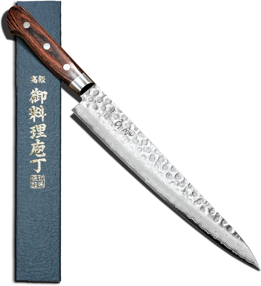 Amazon | 一心刃物 牛刀 日本製 包丁 槌目ダマスカス V金10号 VG10