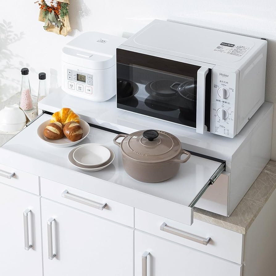 Amazon.co.jp: レンジ台 幅74cm スライドテーブル レンジ下 収納