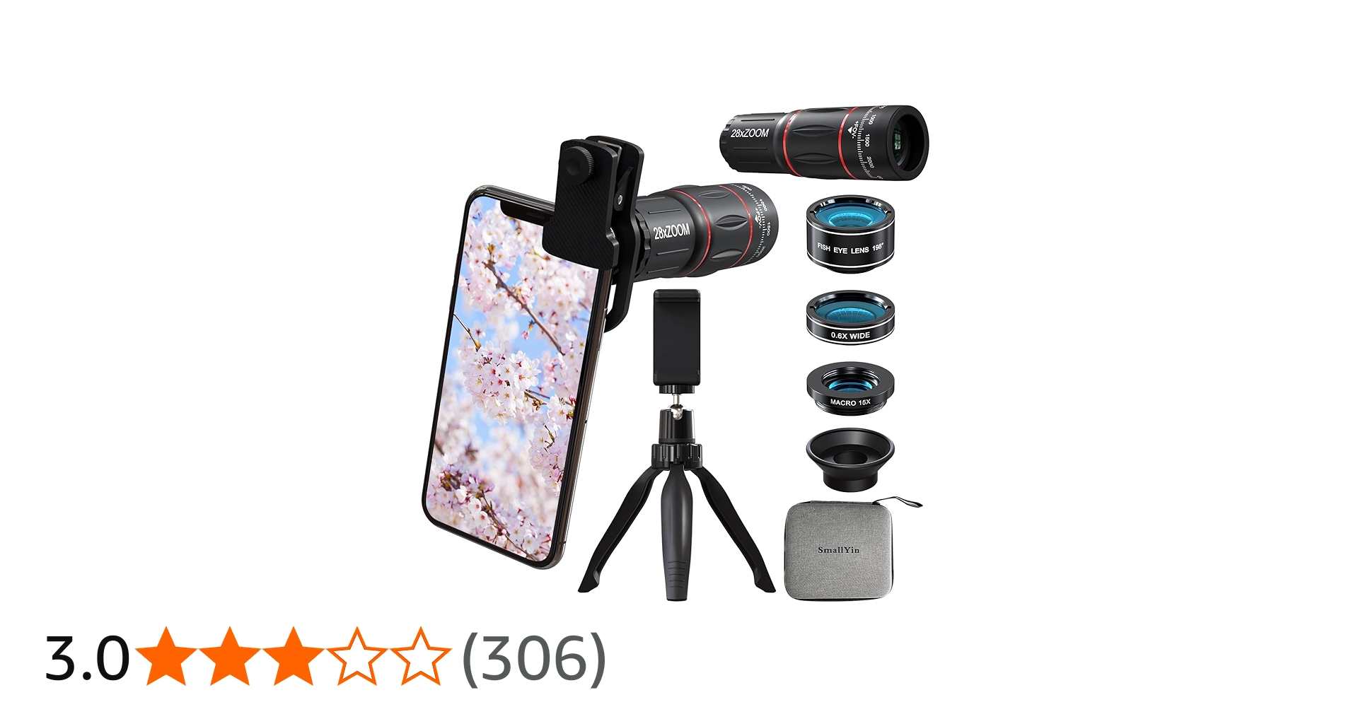 Amazon.co.jp: SmallYin スマホ用カメラレンズ 28倍望遠レンズ 198°魚