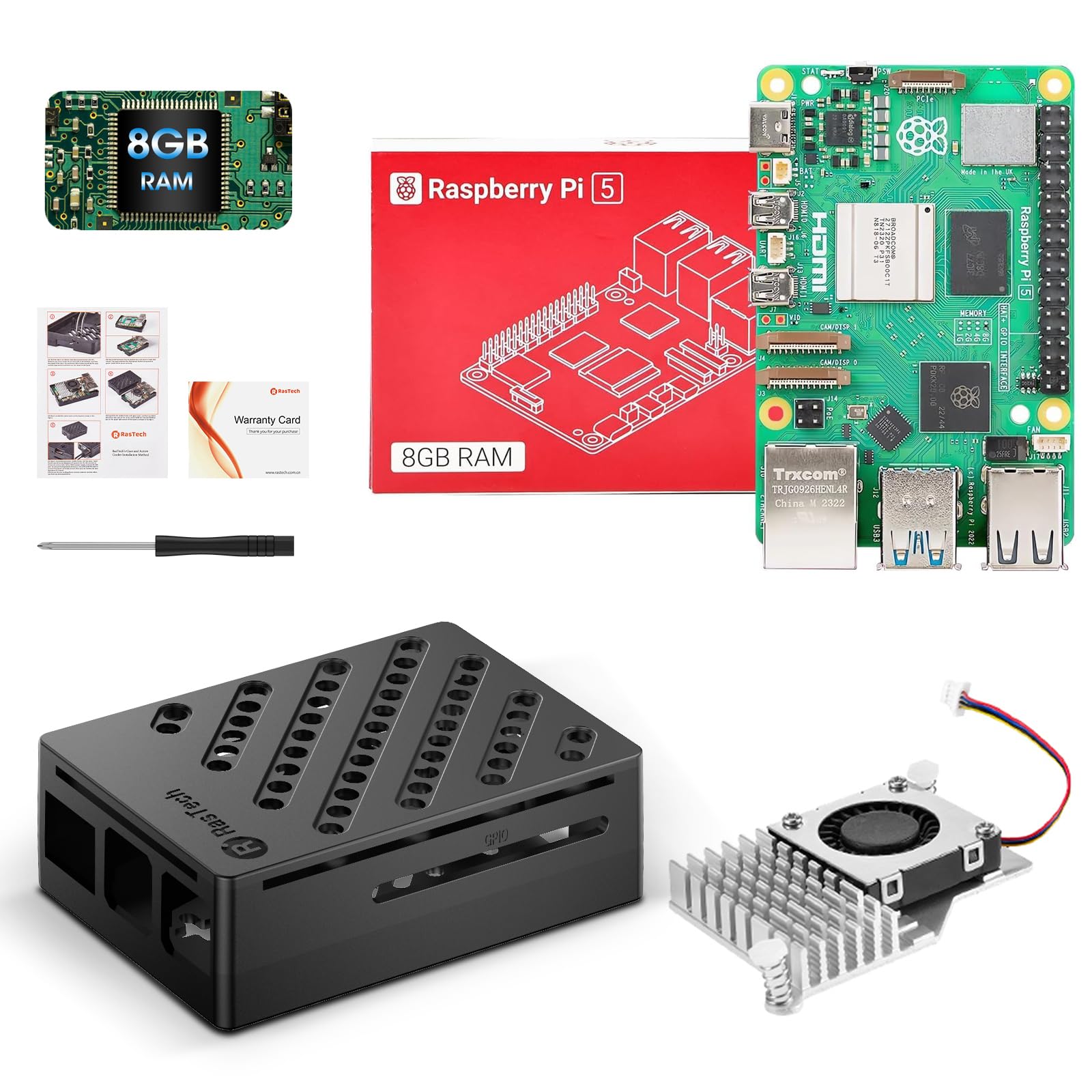Amazon.com: RasTech Raspberry Pi 5 Kit 8GB RAM with Pi 5 Case
