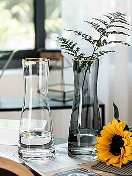 Amazon.co.jp: 花瓶 ガラス グレイ花器 一輪挿し フラワーベース