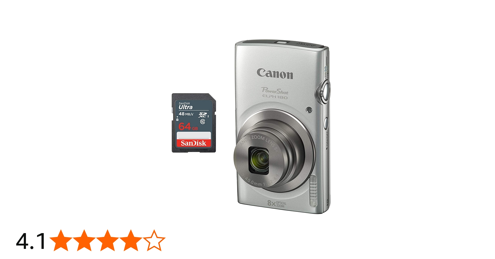 Amazon | Canon PowerShot ELPH 180デジタルカメラ+64GBメモリーカード
