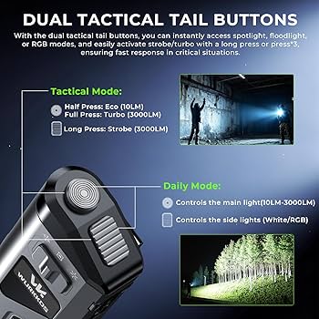 Amazon.co.jp: Wurkkos TD11 LED Flashlight, Tactical, 3,000 Lumens