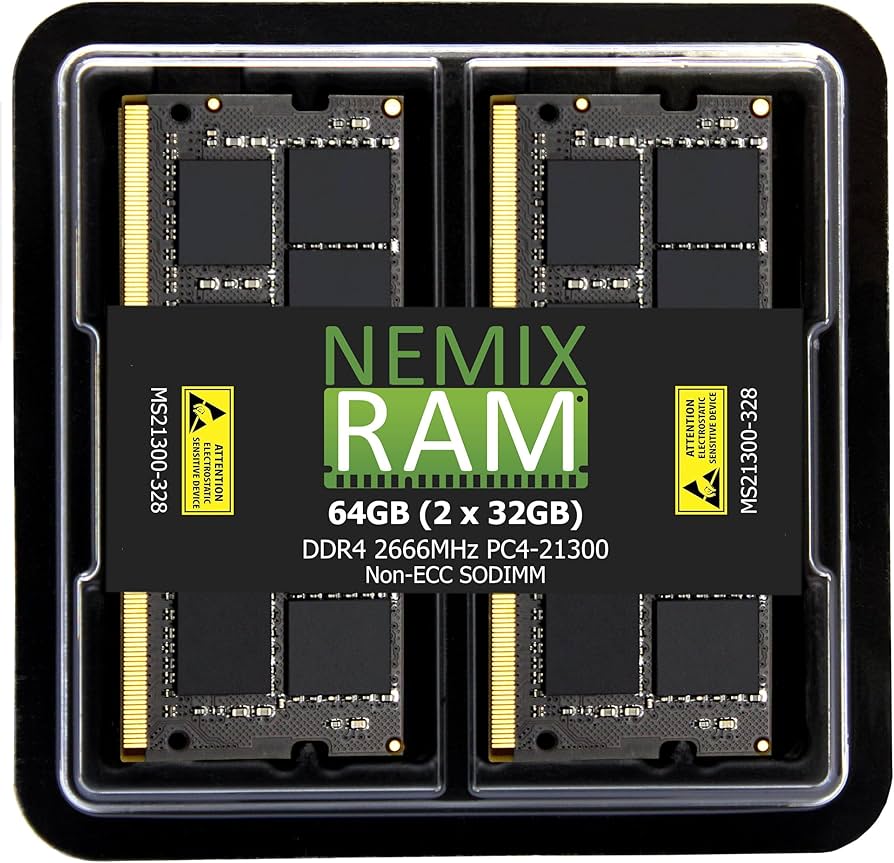 NEMIX RAM 64GB (2X32GB) DDR4 2666MHZ PC4-21300 2Rx8 1.2V CL19 260