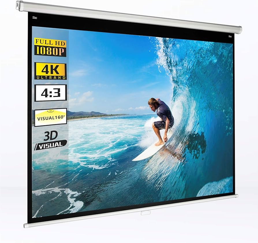 Amazon | 【手動吊り下げ式】 プロジェクタースクリーン 吊り下げ 75