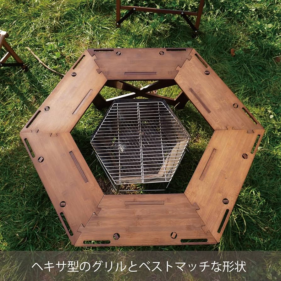 Amazon.co.jp: RcrCamp ヘキサゴンテーブル ブラウン ヘキサテーブル