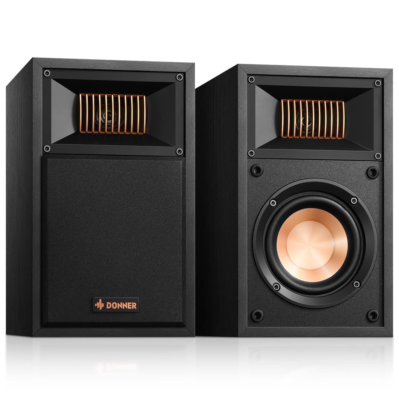 Donner M20-4 2-Way Bookshelf Speakers, Black, 40W RMS, 4