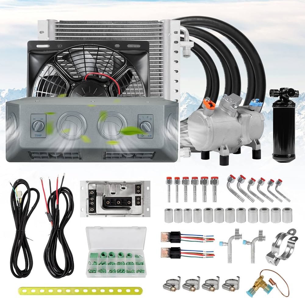 Amazon.co.jp: NEKPOKKA 12V 自動車用 DC 電気エアコン キット、RV