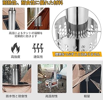 Amazon.co.jp: SENQI 煙突ガード ストーブガード ステンレス304採用