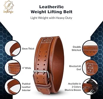 Amazon | Leatherific | 本革ウェイトリフティングベルト | 厚さ8mm 幅