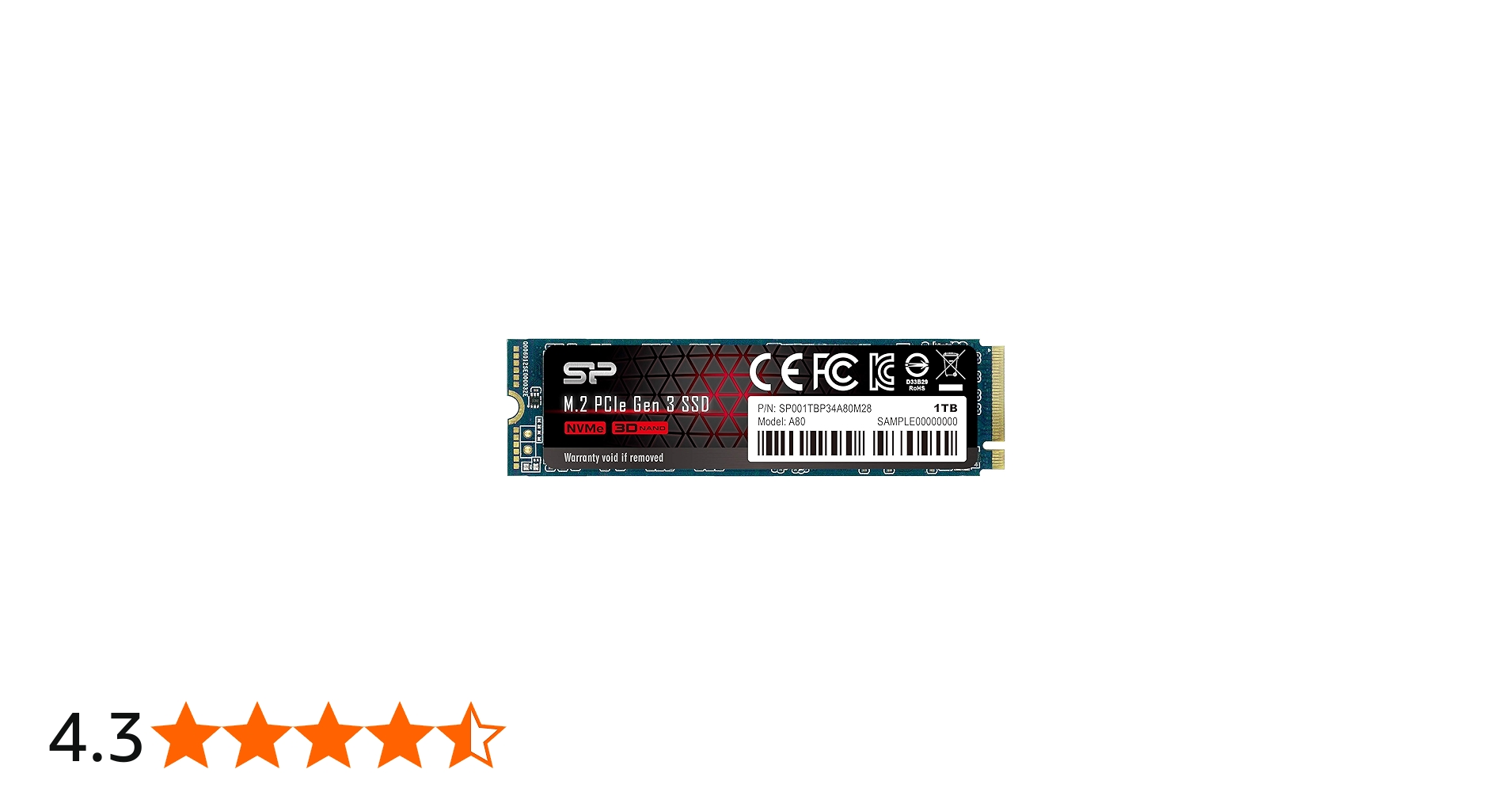 Amazon | シリコンパワー SSD 1TB 3D NAND M.2 2280 PCIe3.0×4 NVMe1.3