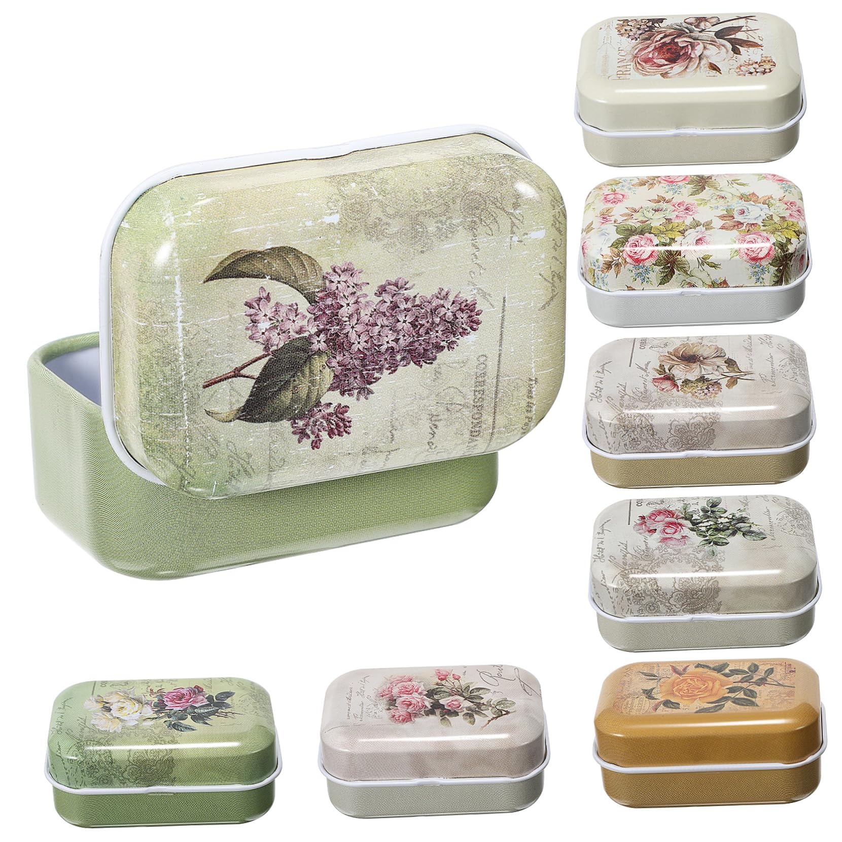 Amazon｜Luxshiny 8 個 ボックス 小さな金属缶 スナック缶 お茶の保存