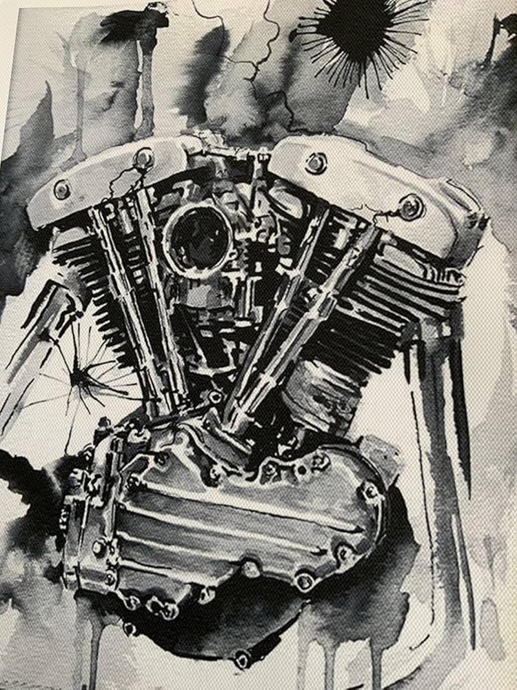 Amazon.co.jp: ハーレー ショベル アート ポスター キャンバス