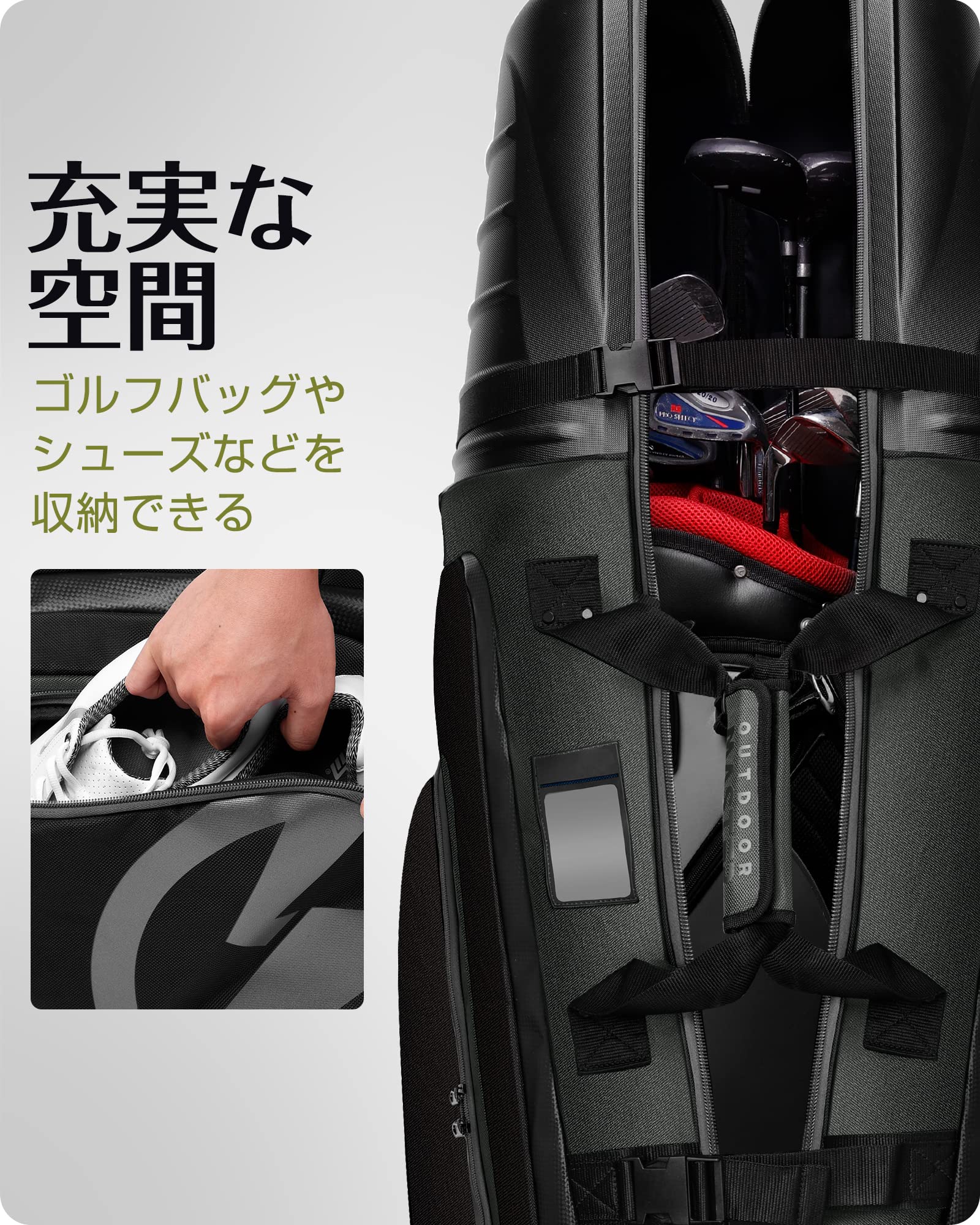 Amazon | ゴルフバッグカバー 【キャスター付き・ハードシェル保護