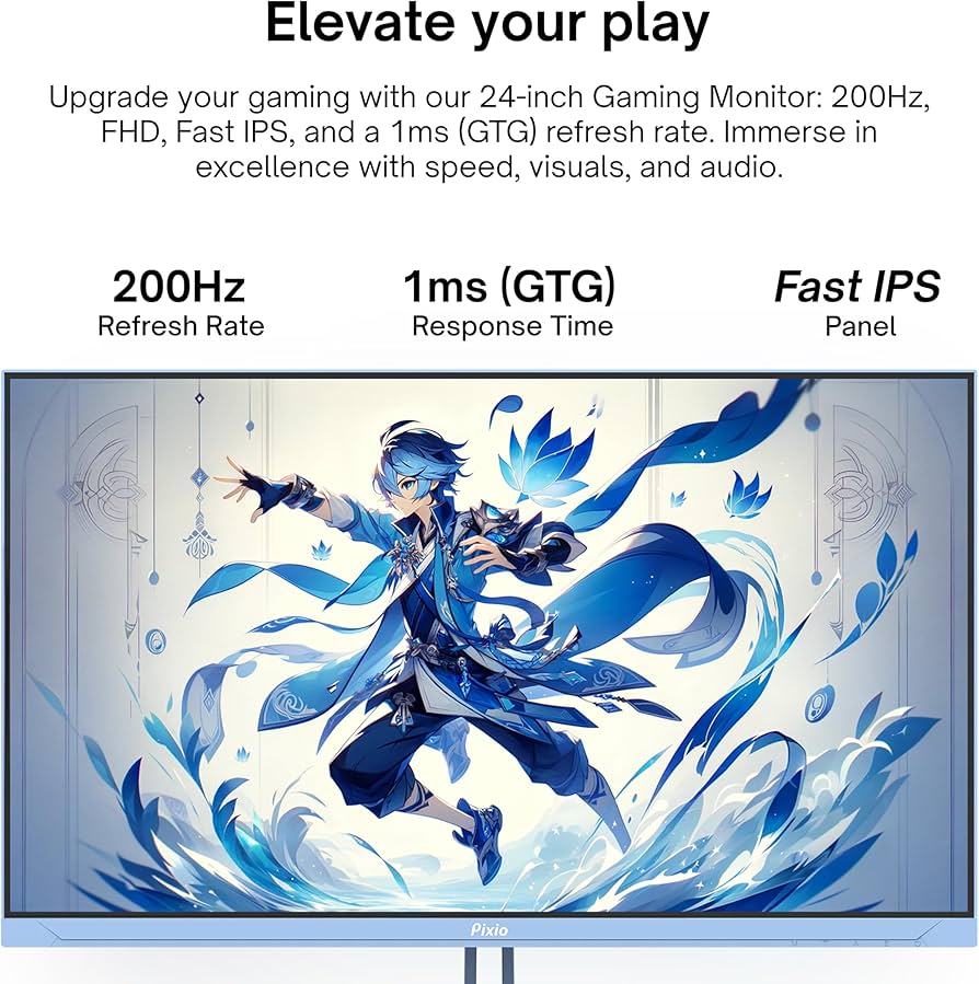 Amazon.com: Pixio PX248 Wave Blue 24 inch 200Hz Refresh Rate FHD