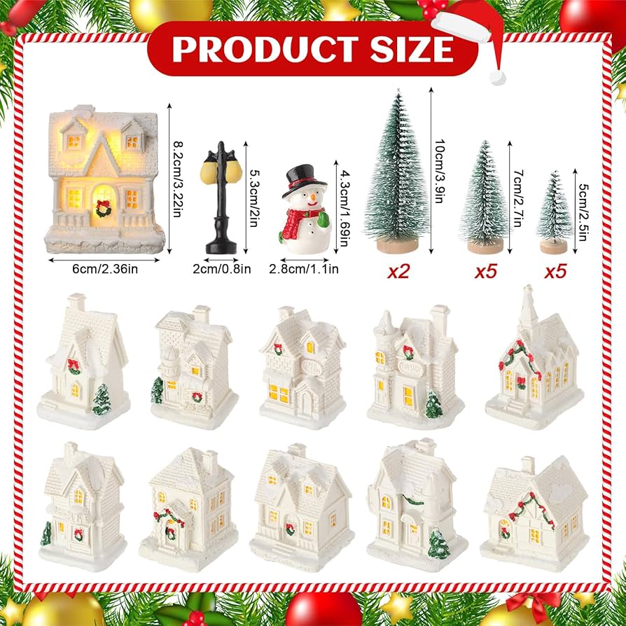 Amazon.co.jp: XunYee クリスマスビレッジデコレーションセット 31個