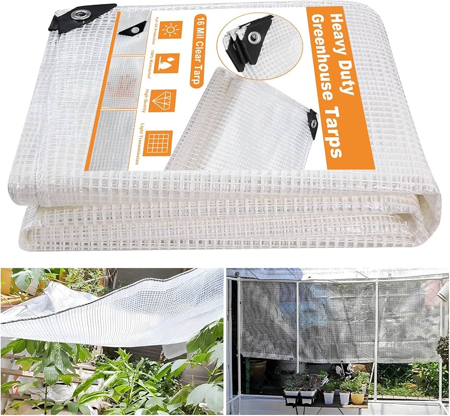 Amazon.com: Ansgery 16 Mil Greenhouse Cover,Clear Plastic Tarps