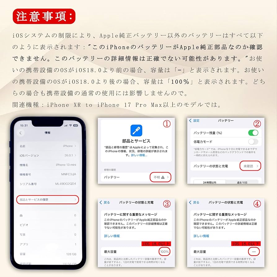 Amazon | iPower for iPhone 13 バッテリー 互換 大容量 3530mAh 9.4