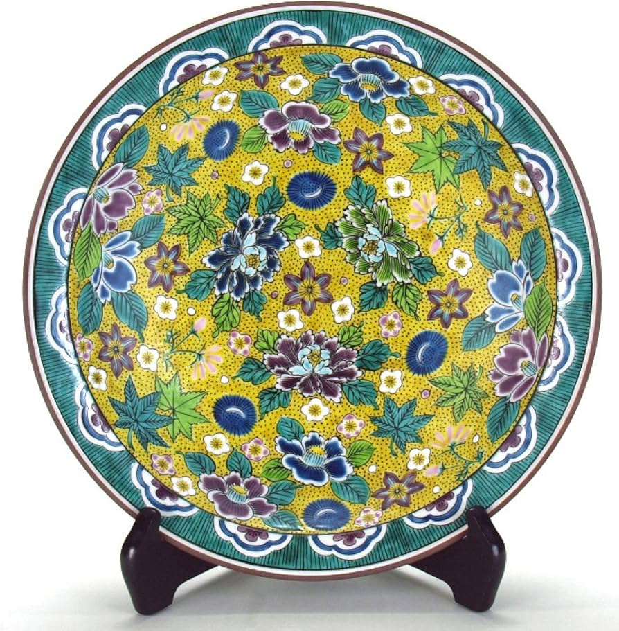 Amazon.co.jp: 【九谷焼】 10号飾皿 吉田屋花詰 : ホーム＆キッチン