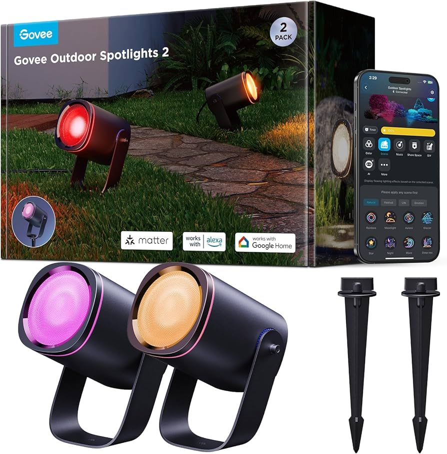 Govee Outdoor Spot Lights 2, IP67 Waterproof Spotlights, Landscape