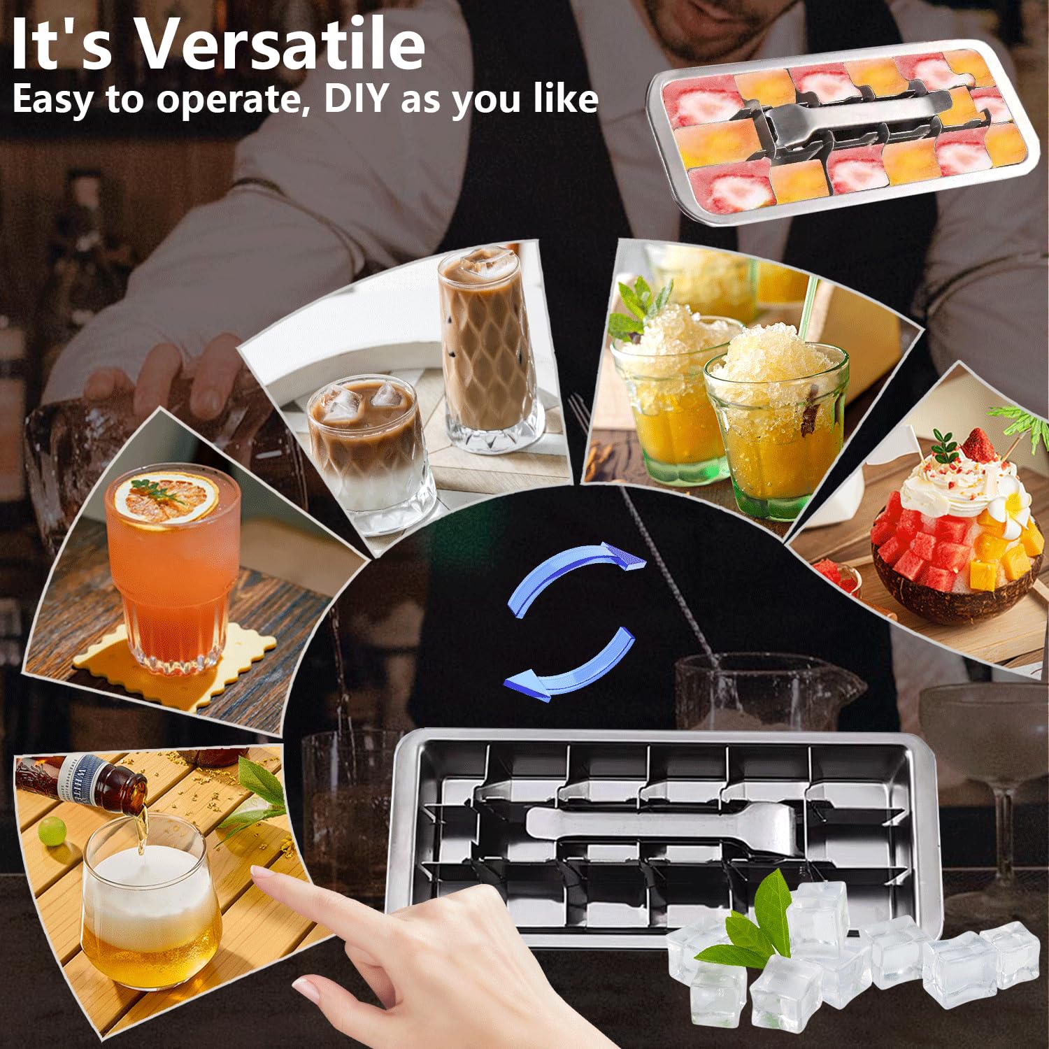 Amazon.com: GHAHILI Stainless Steel Ice Cube Trays, Metal Ice Cube