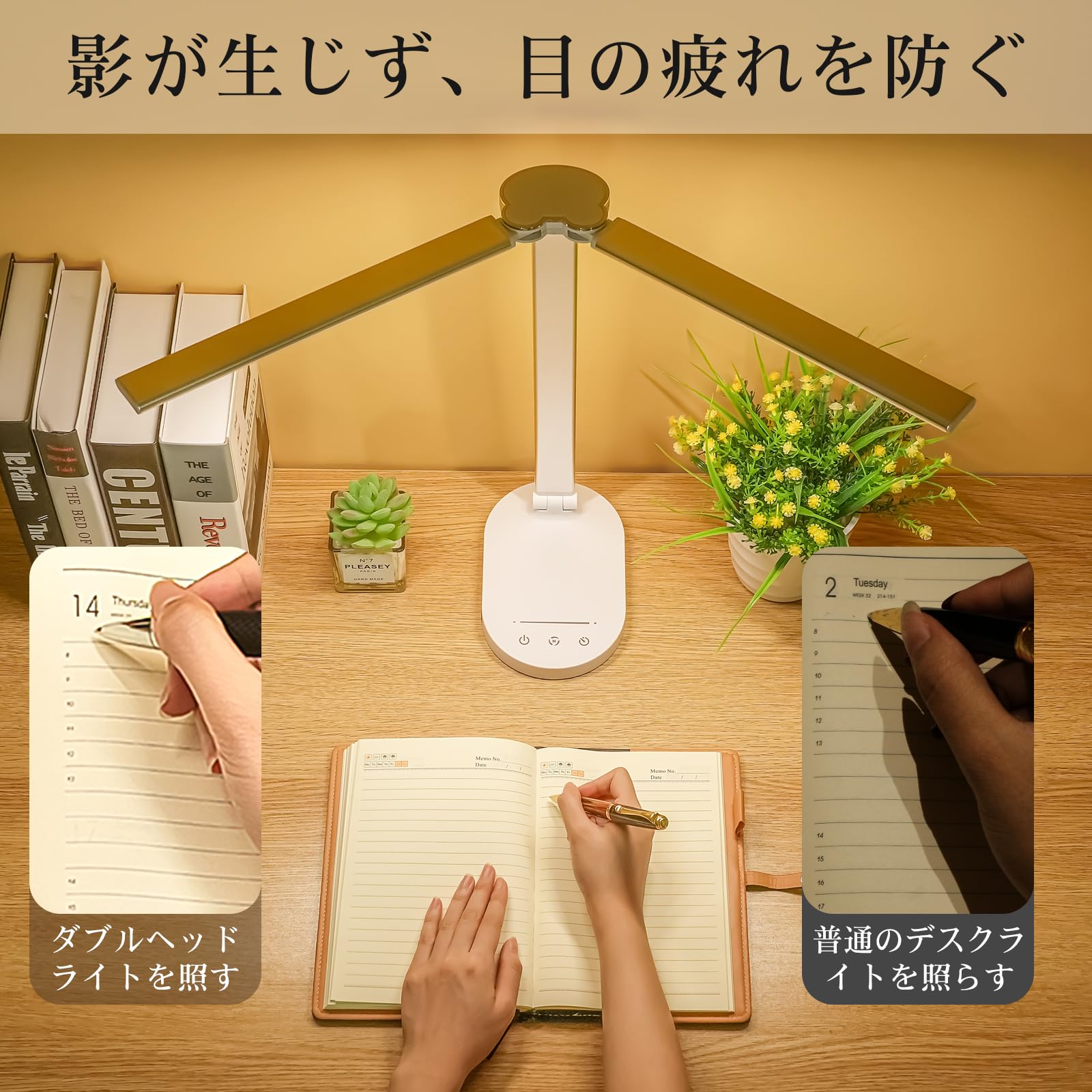 Amazon.co.jp: デスクライト led スタンドライト SHUWEI ダブル光源