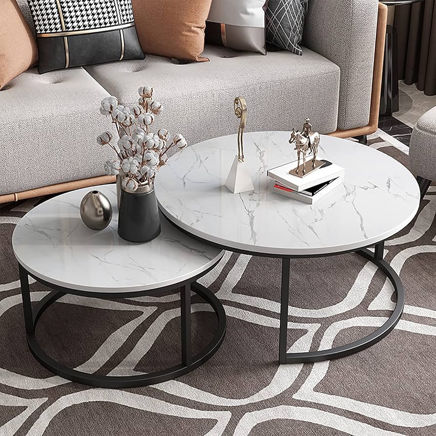 Amazon.co.jp: 大理石テーブル ネストテーブル コーヒーテーブル 丸