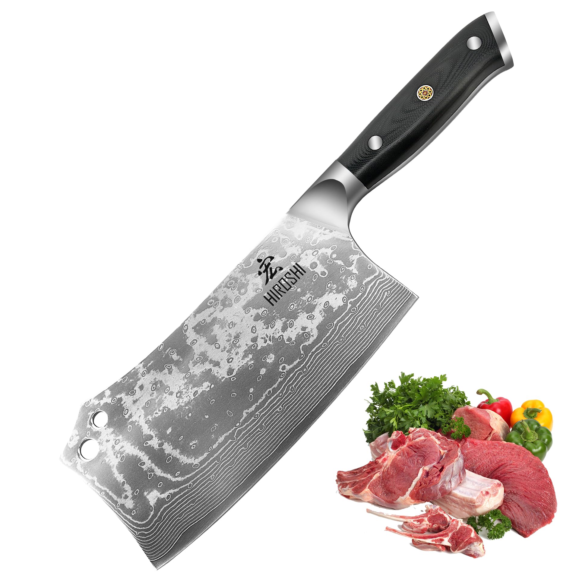 Amazon.co.jp: HIROSHI ダマスカス骨切り包丁 よく切れる料理庖丁 斬切