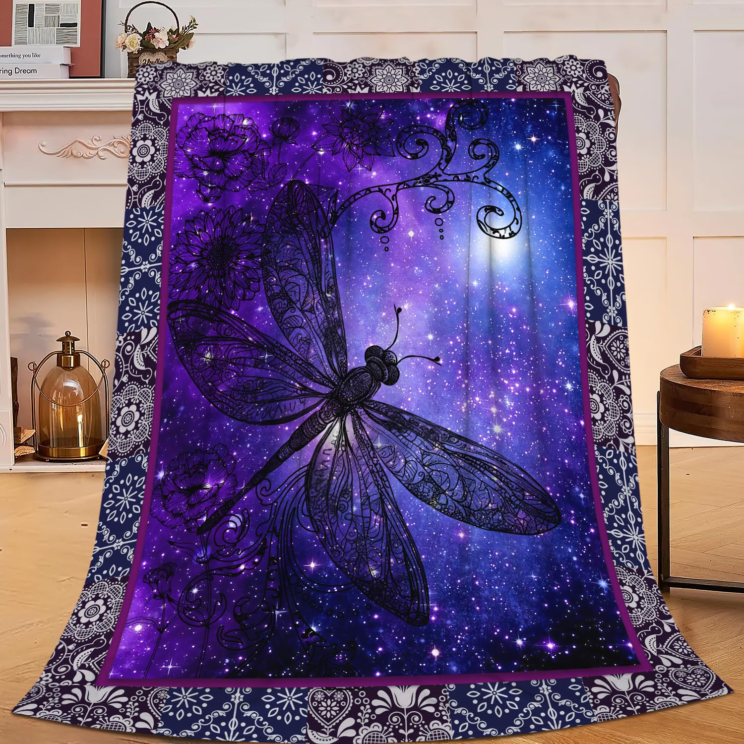 Amazon.com: Dragonfly Blanket Soft Cozy Purple Dragonfly Throw