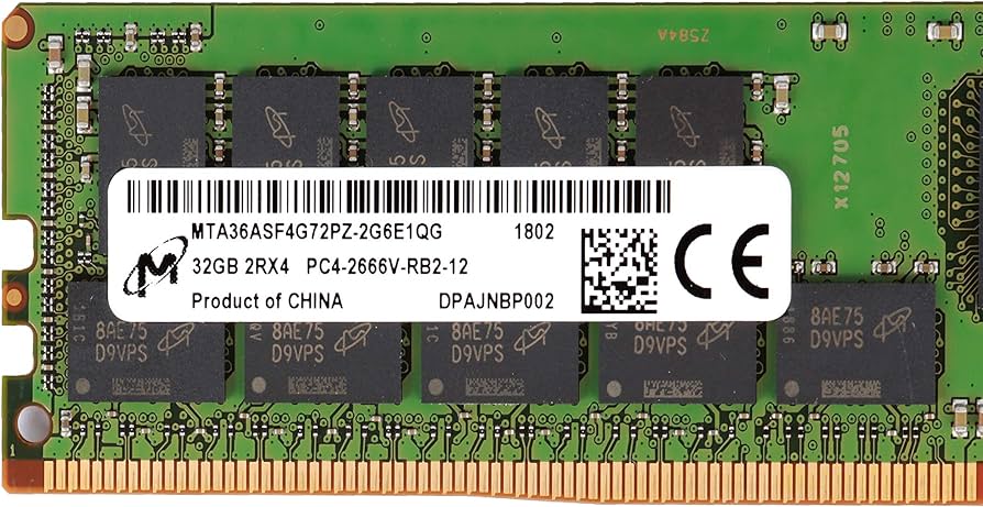 MICRON 32GB PC4-2666V-R DDR4 Registered ECC 2RX4 Memory
