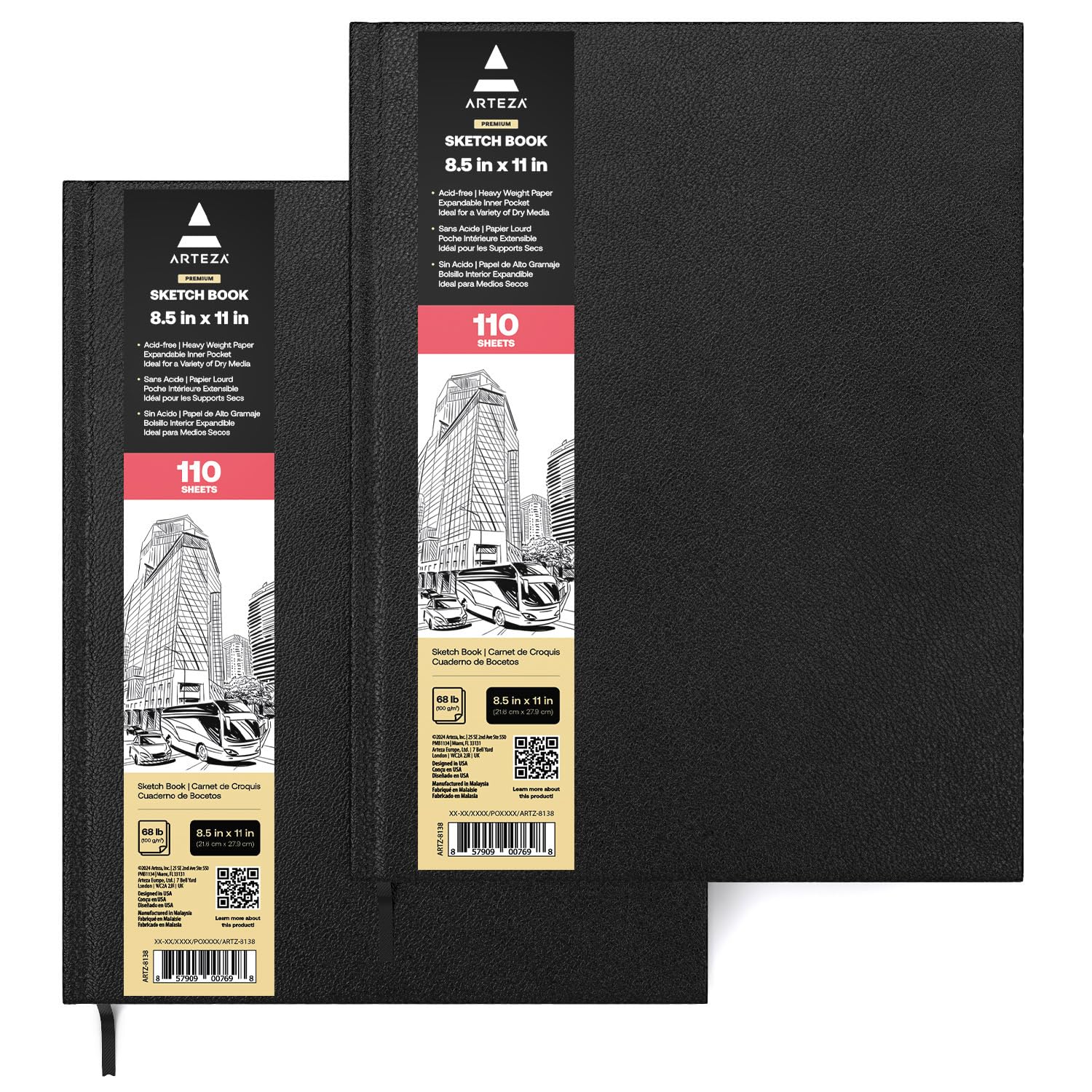 Amazon.com: ARTEZA Hardcover Sketch Book 8.5 x 11 Drawing Pad 2