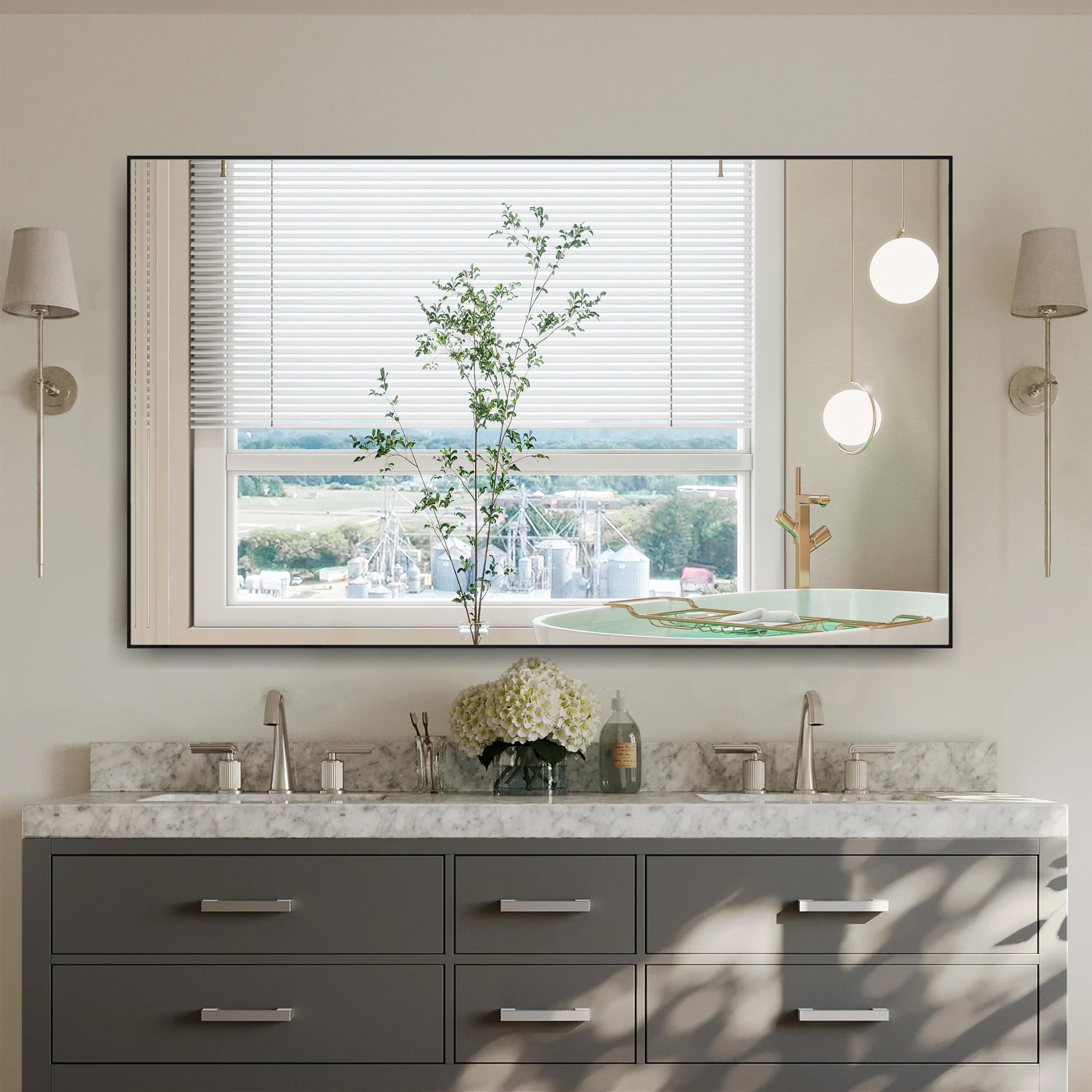 Amazon.com: ANYHI Rectangle Wall Mirror for Bathroom Entrace