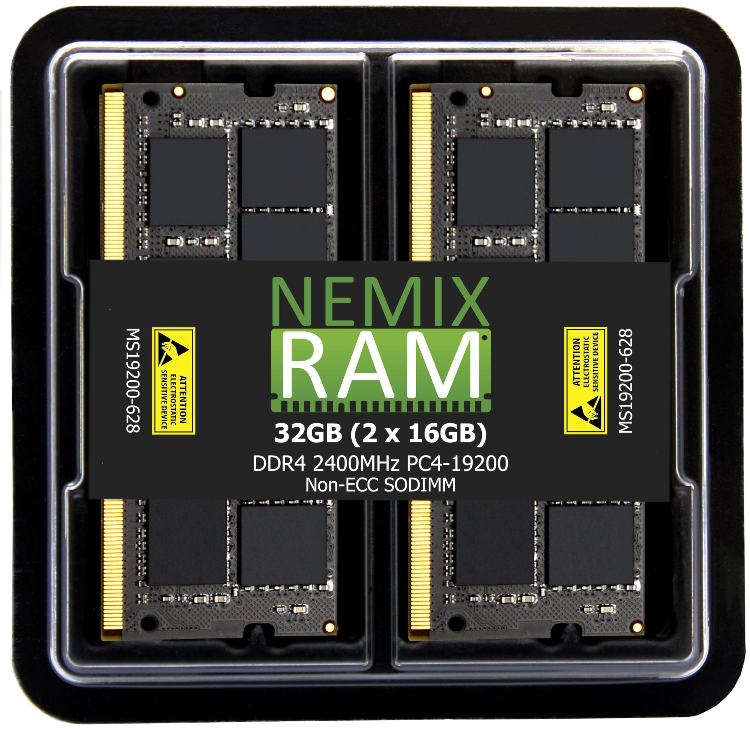 NEMIX RAM 32GB (2X16GB) DDR4 2400MHZ PC4-19200 2Rx8 1.2V CL17 260
