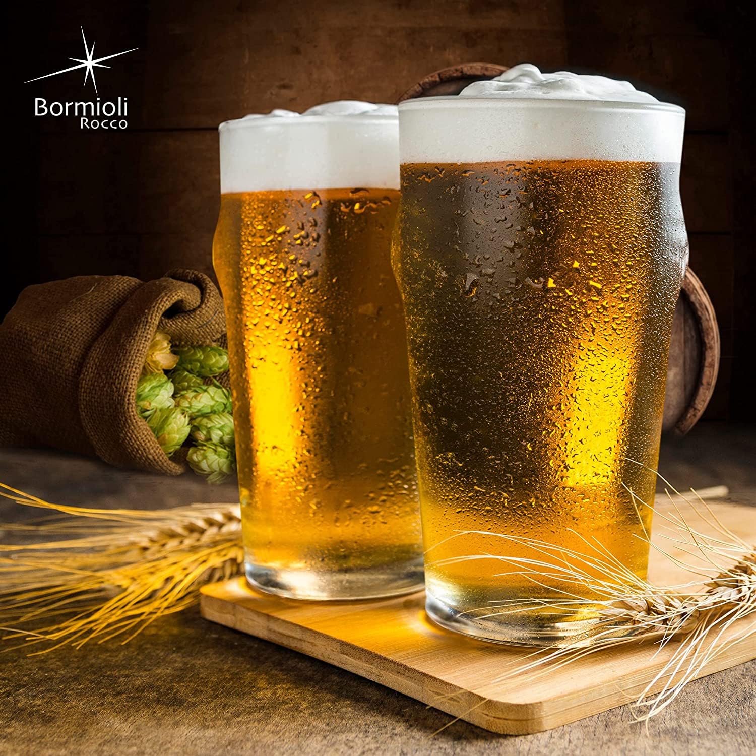 Amazon.co.jp: Bormioli Rocco Nonix 積み重ね可能なビールグラス - 4