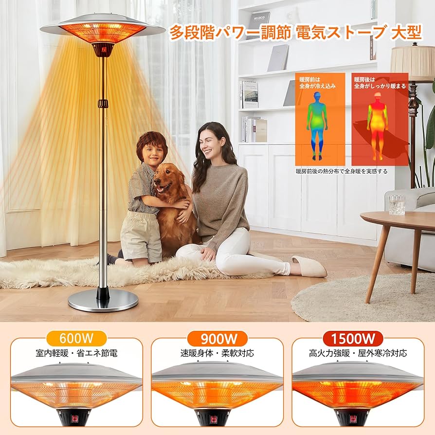 Amazon | BADUS 屋外ヒーター ハロゲンヒーター 業務用 自立型 360