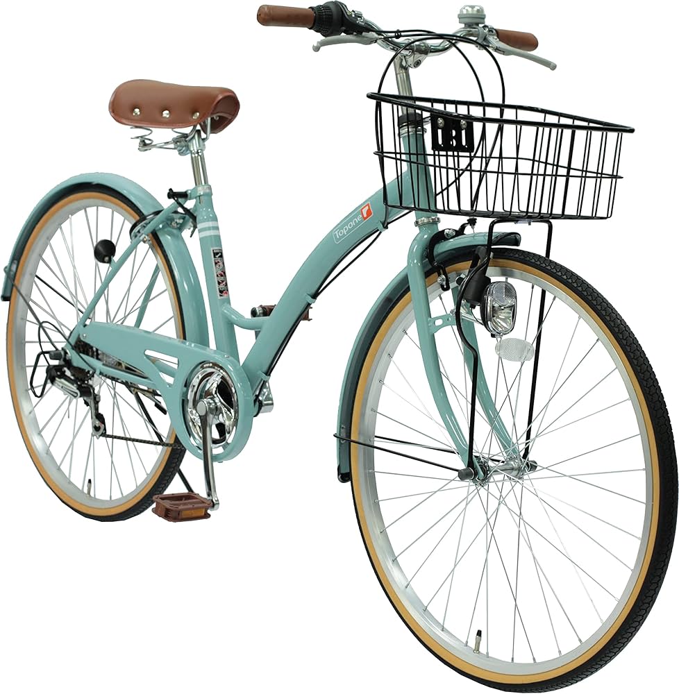 Amazon | シティサイクル 26インチ スチール シマノ製 6段変速 カゴ