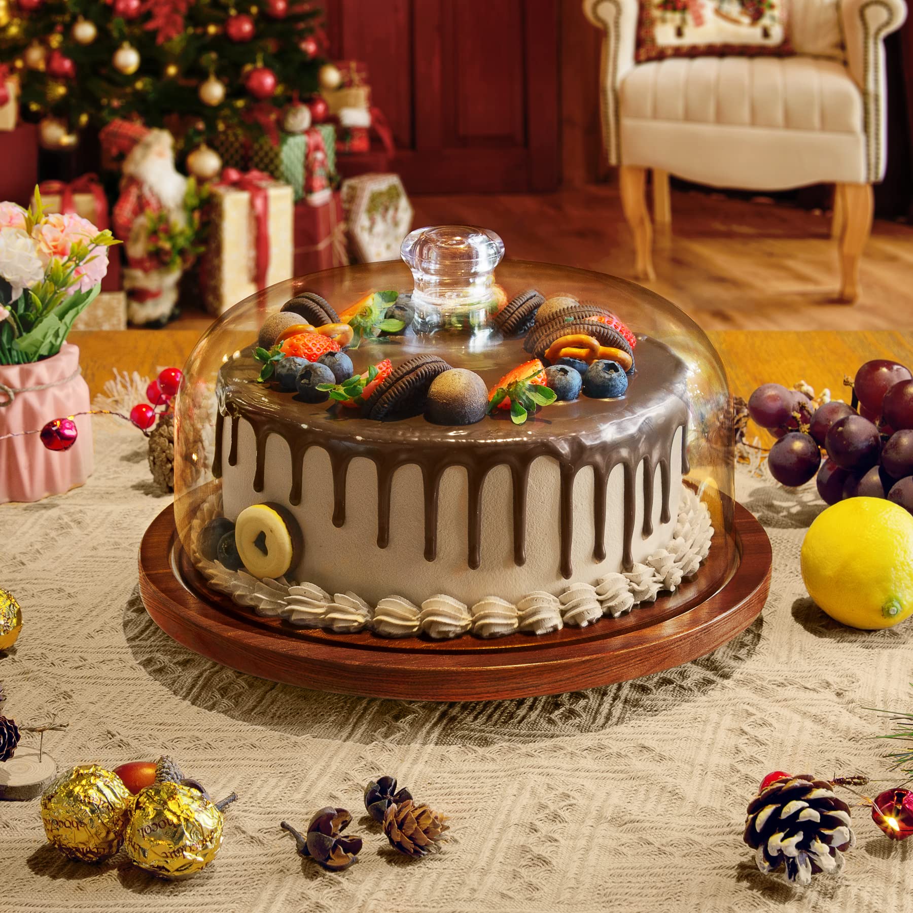 Amazon｜jkwokback ケーキスタンド アクリルドーム付き 回転ケーキ