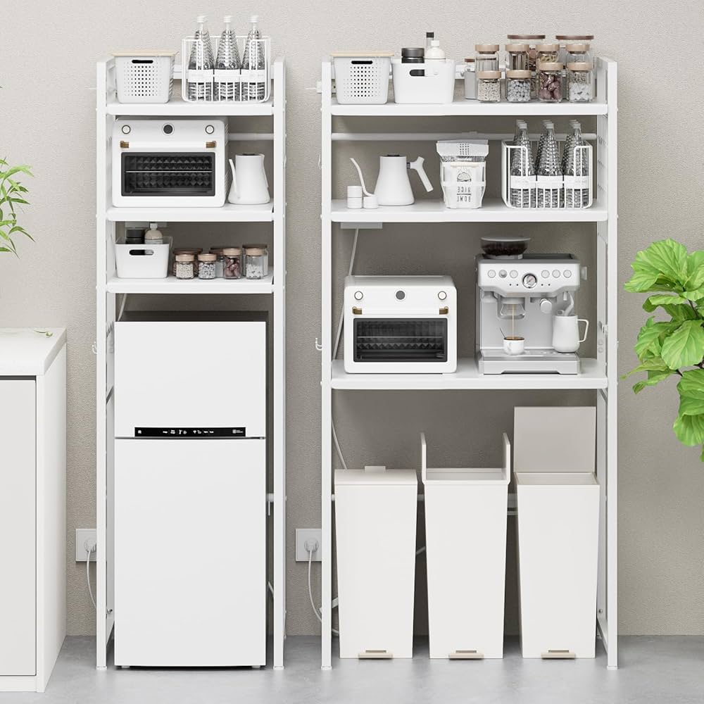 Amazon.co.jp: TKUIN ゴミ箱上ラック 冷蔵庫上 【幅50～80cm伸縮可・2