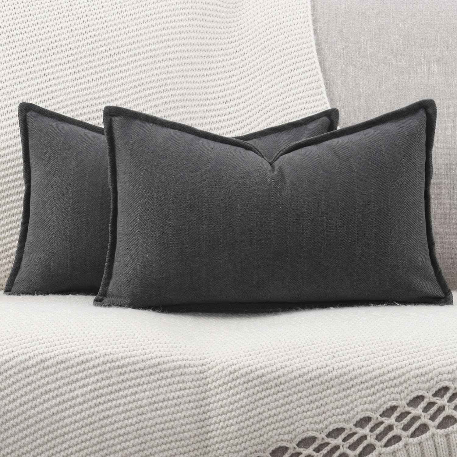 Amazon.co.jp: Madizz 模様付き シェニール クッションカバー 2枚