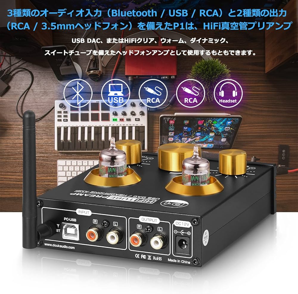 Amazon.co.jp: Douk Audio P1 GE5654 真空管 プリアンプ HiFi