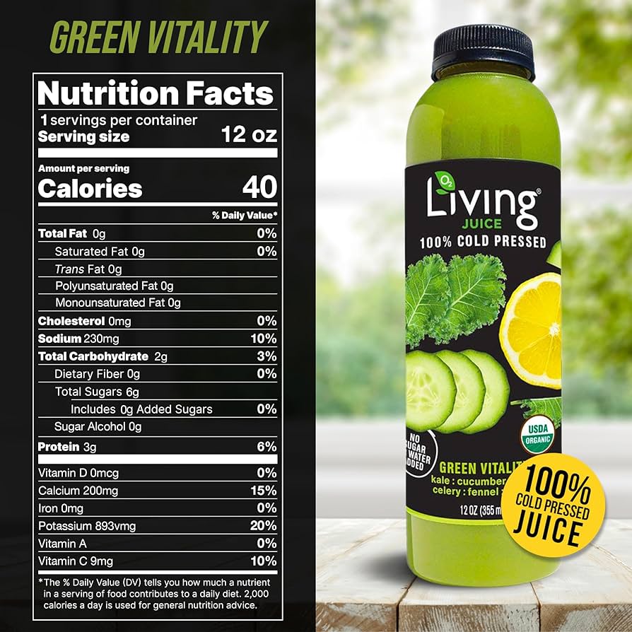 Amazon.com : O2 Living Juice Cold Pressed Drink - Green Vitality