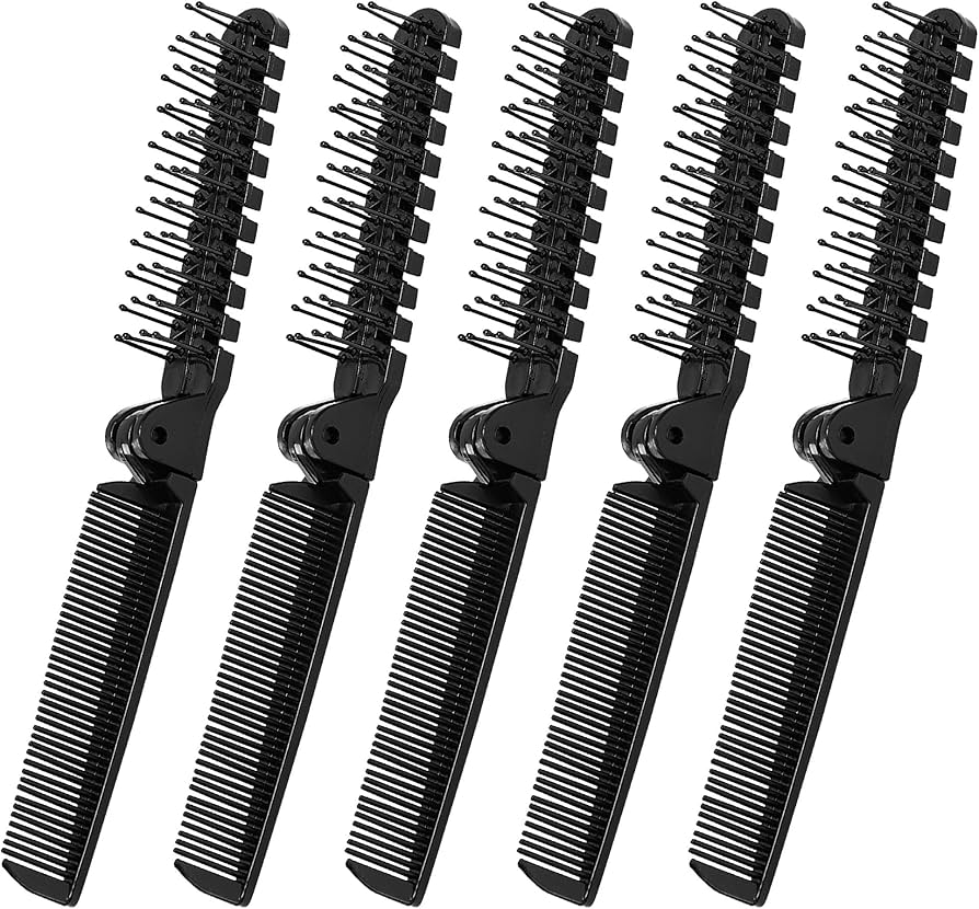 Amazon | uxcell プラスチック製折りたたみヘアブラシ 黒双頭ヘア