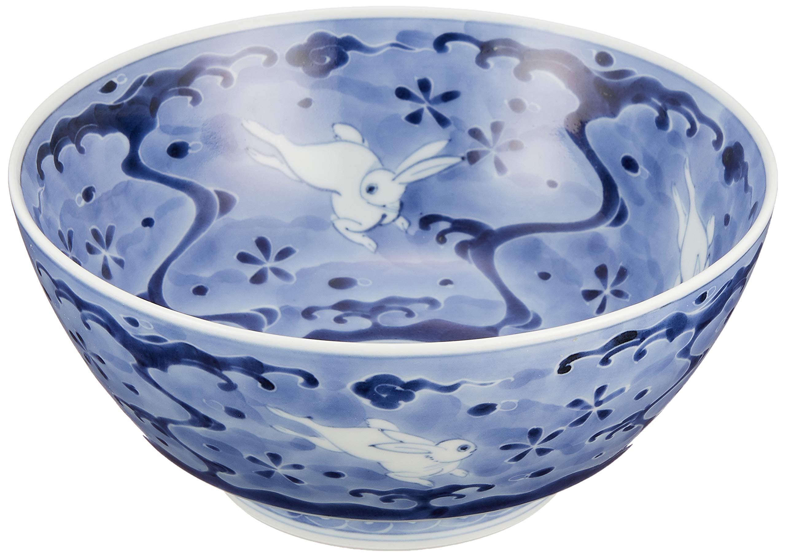 Amazon｜有田焼 李荘窯 「 究極の ラーメン鉢 」 墨弾き波兎 直径約18