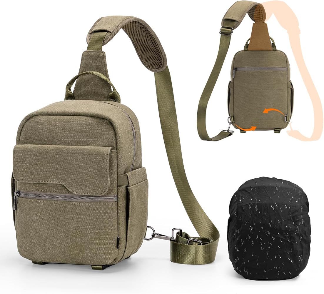 Amazon.com : Cwatcun Camera Sling Bag Compact Large Camera Case